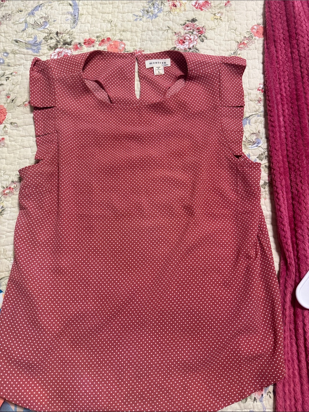 Monteau Rose Pink Polka Dot Sleeveless Tank